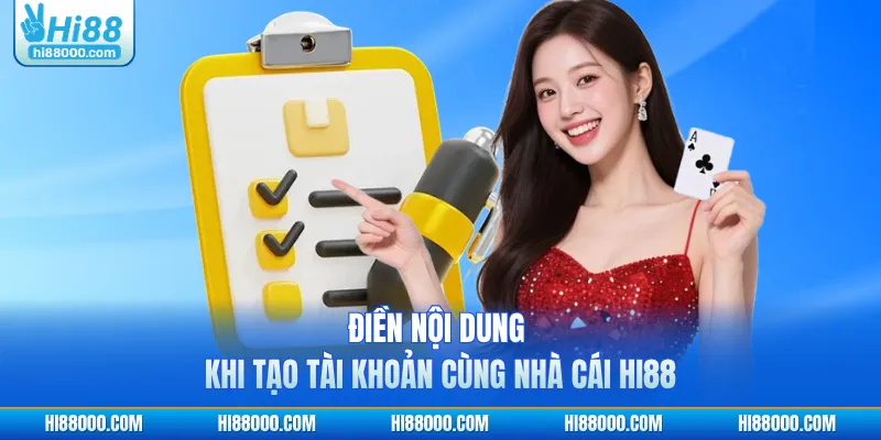 Điền nội dung khi tạo tài khoản cùng nhà cái HI88